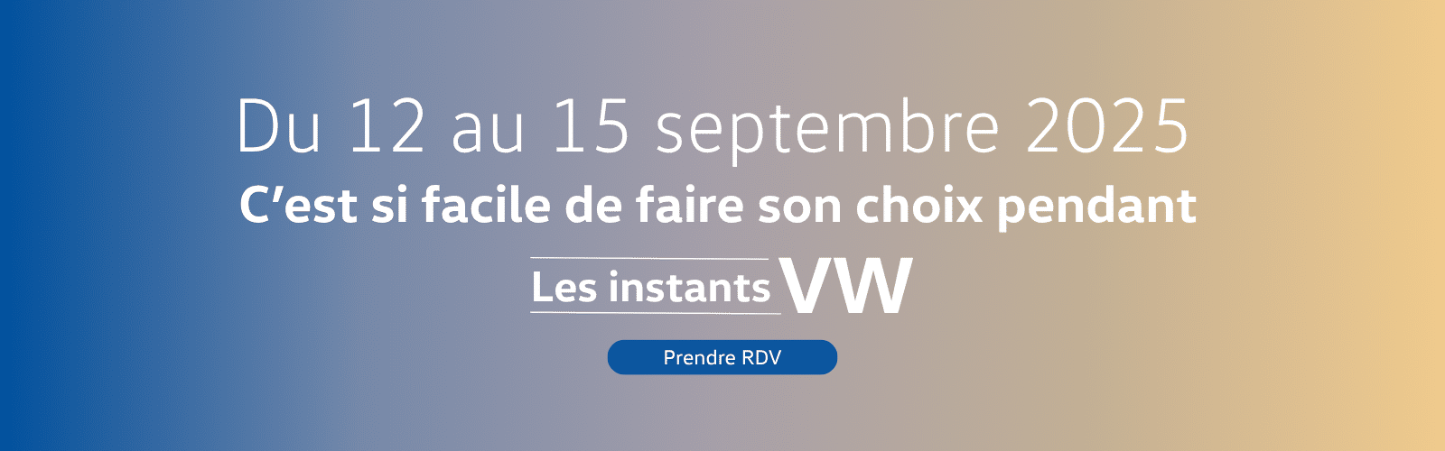 Volkswagen Portes Ouvertes du 12 au 15 Septembre 2025 c'est les Instants VW chez Touring Automobiles.