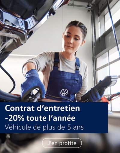 Contrat d'entretien Volkswagen -20% pour les voitures de plus de 5 ans. RDV chez Touring Automobiles et Utilitaires.